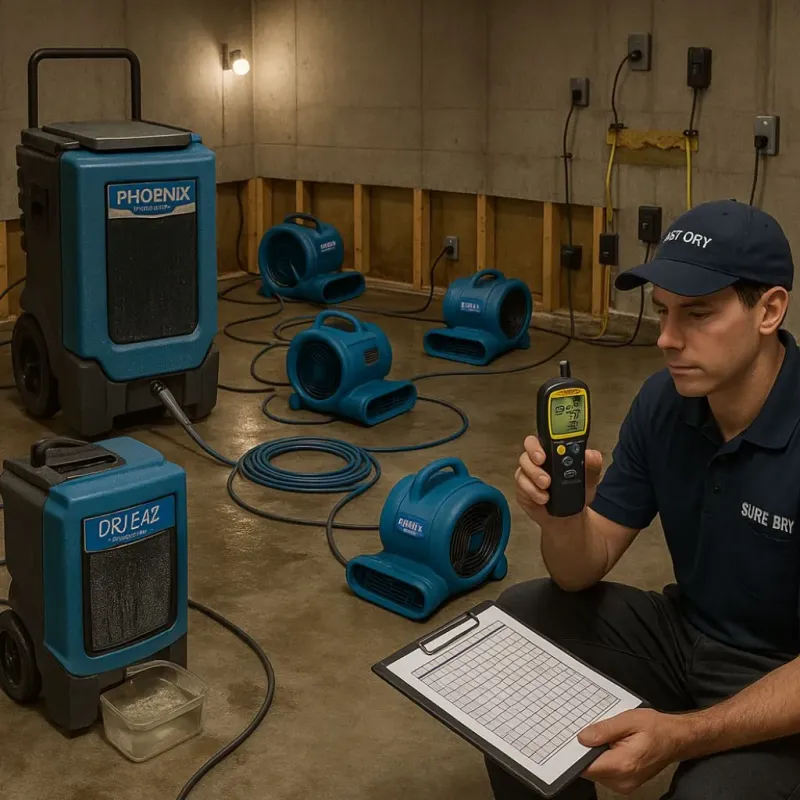 Structural Drying and Dehumidification process in Windsor Heights, IA